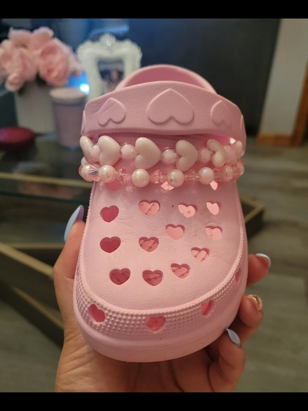 Kids Heart-Detail Pink Clog Sandals